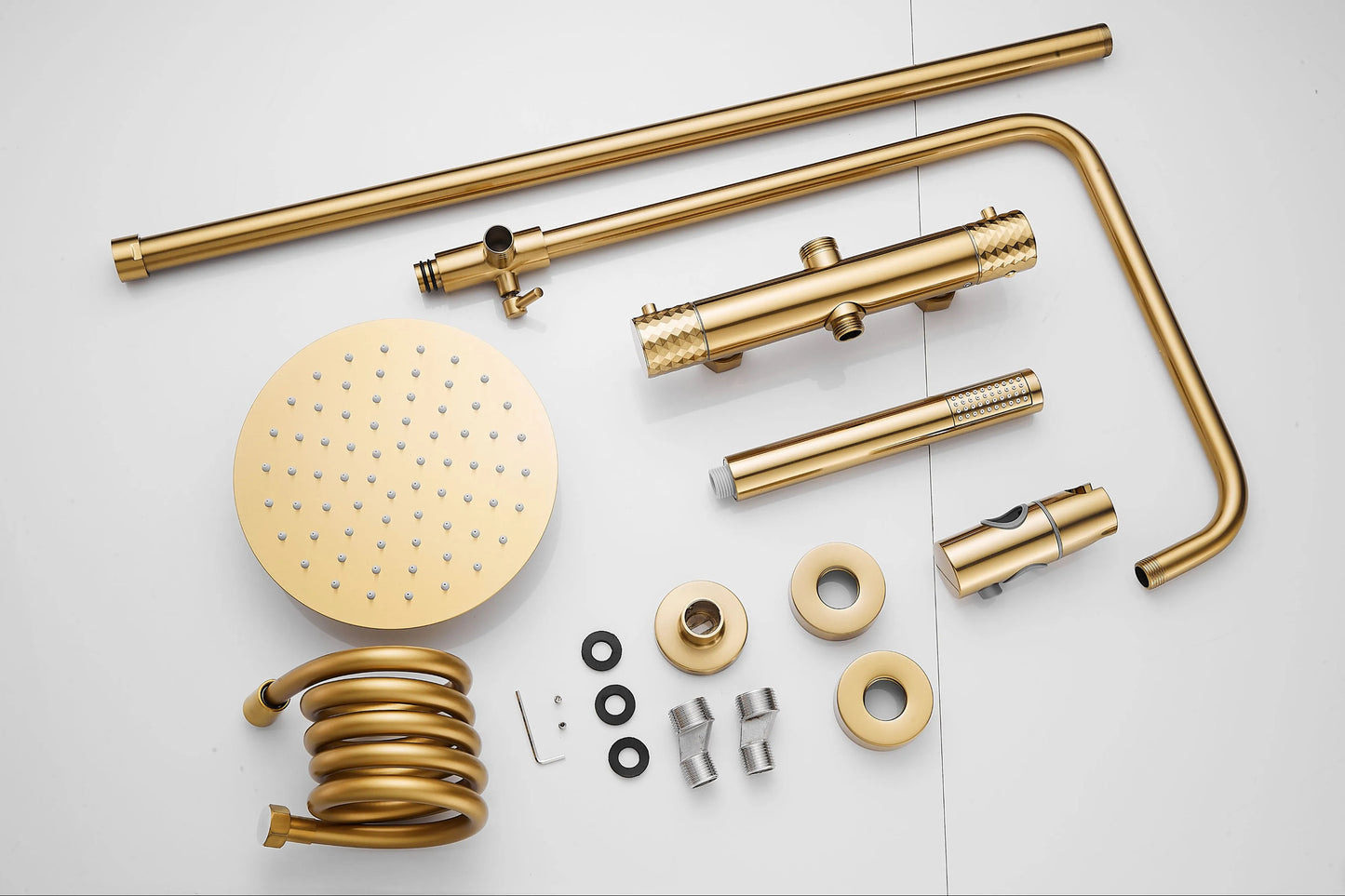 Diamanté Brushed Gold Thermostatic Shower Set