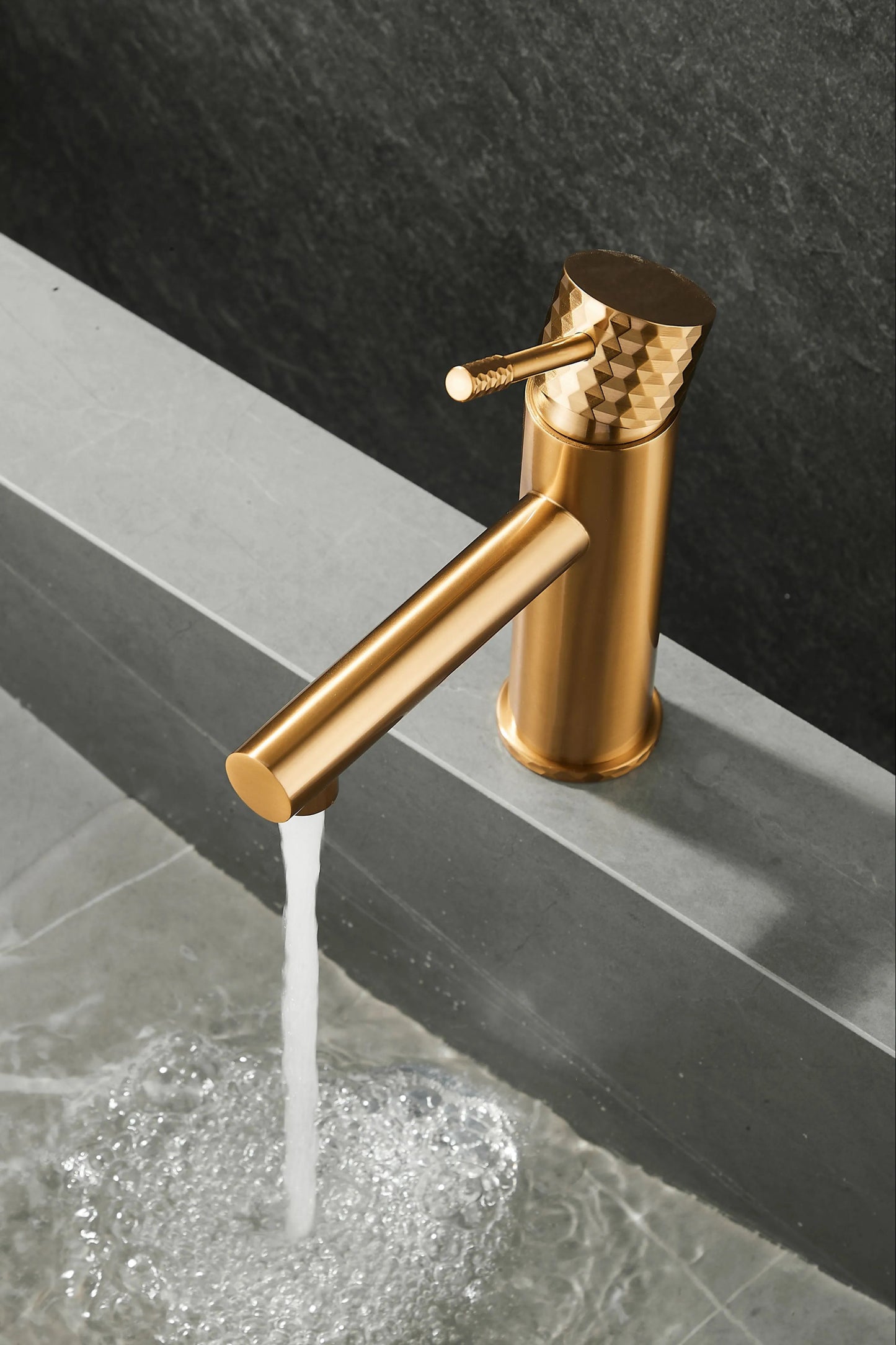Diamanté Brushed Gold Basin Mixer Tap