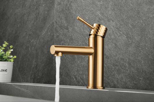 Diamanté Brushed Gold Basin Mixer Tap