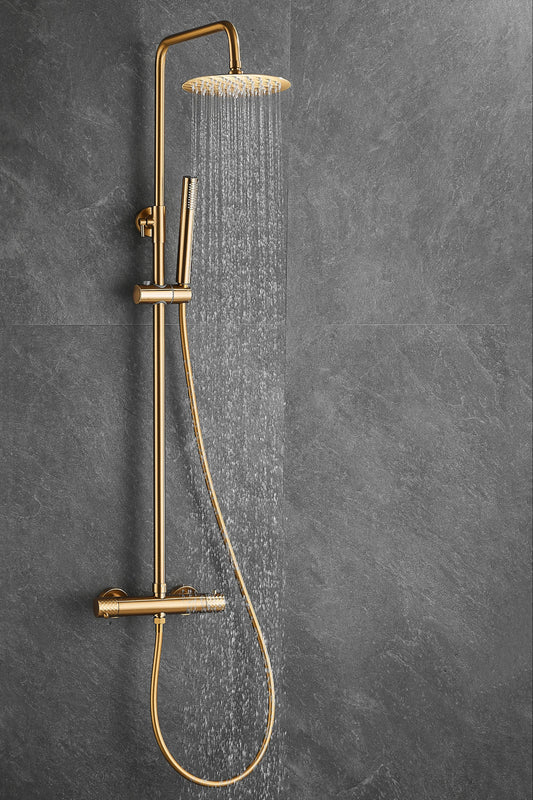Diamanté Brushed Gold Thermostatic Shower Set