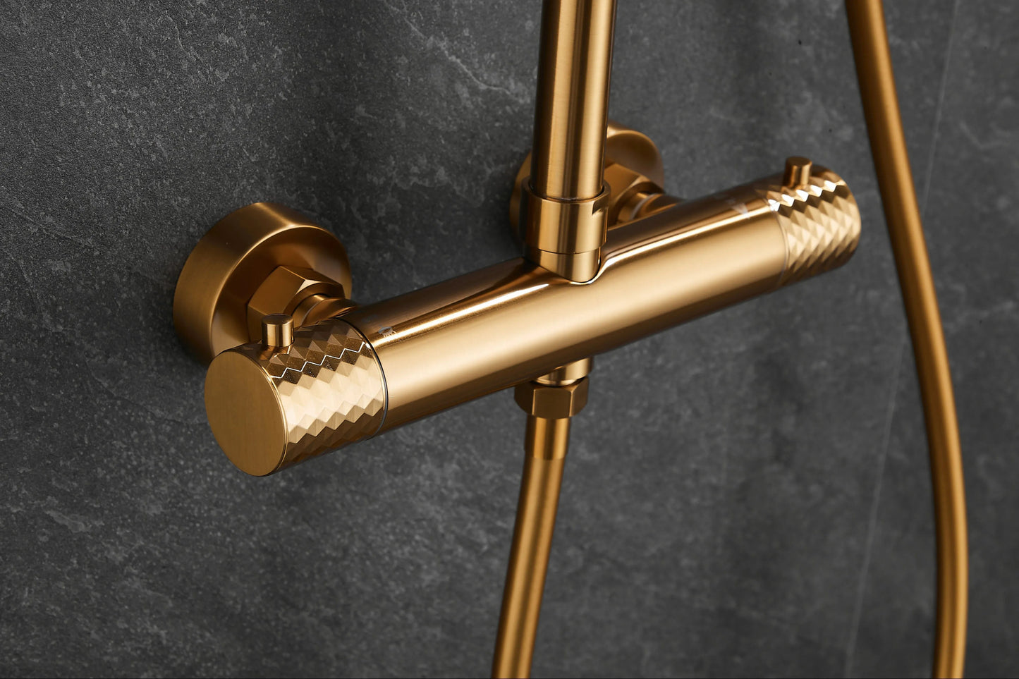 Diamanté Brushed Gold Thermostatic Shower Set