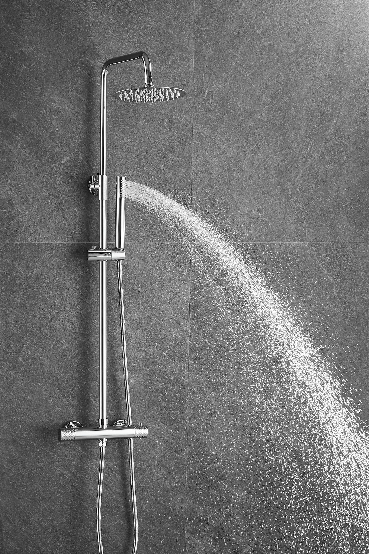 Diamanté Polished Chrome Thermostatic Shower Set