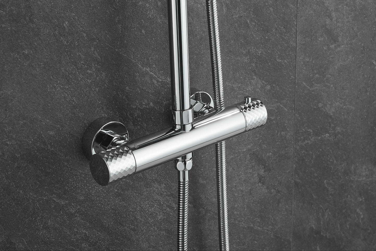 Diamanté Polished Chrome Thermostatic Shower Set