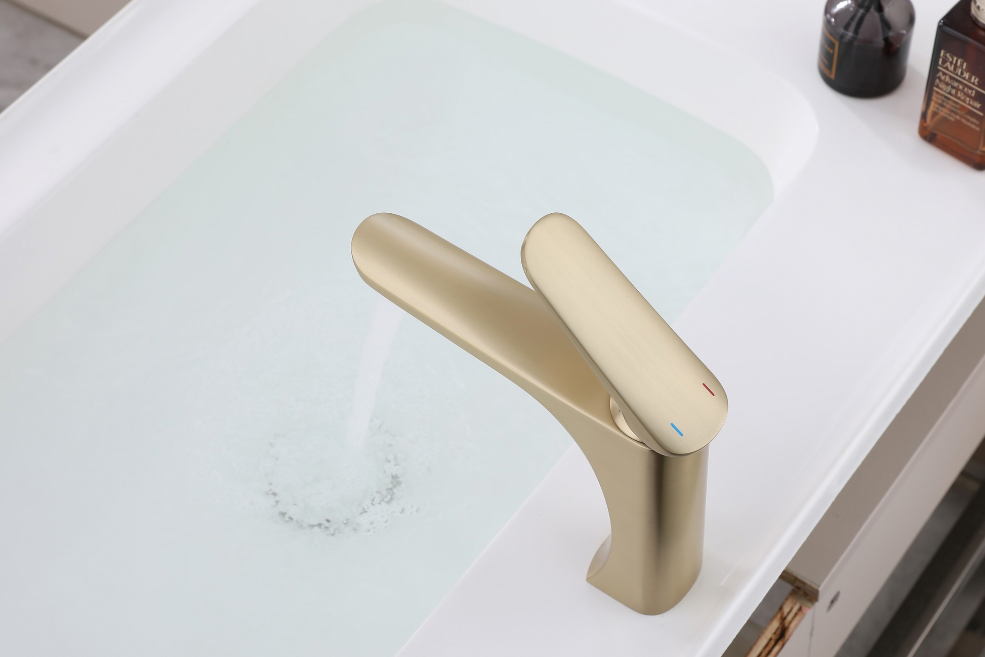 Mistral Brass Basin Mixer Tap – brushed gold luxury bathroom tap by Riva Living