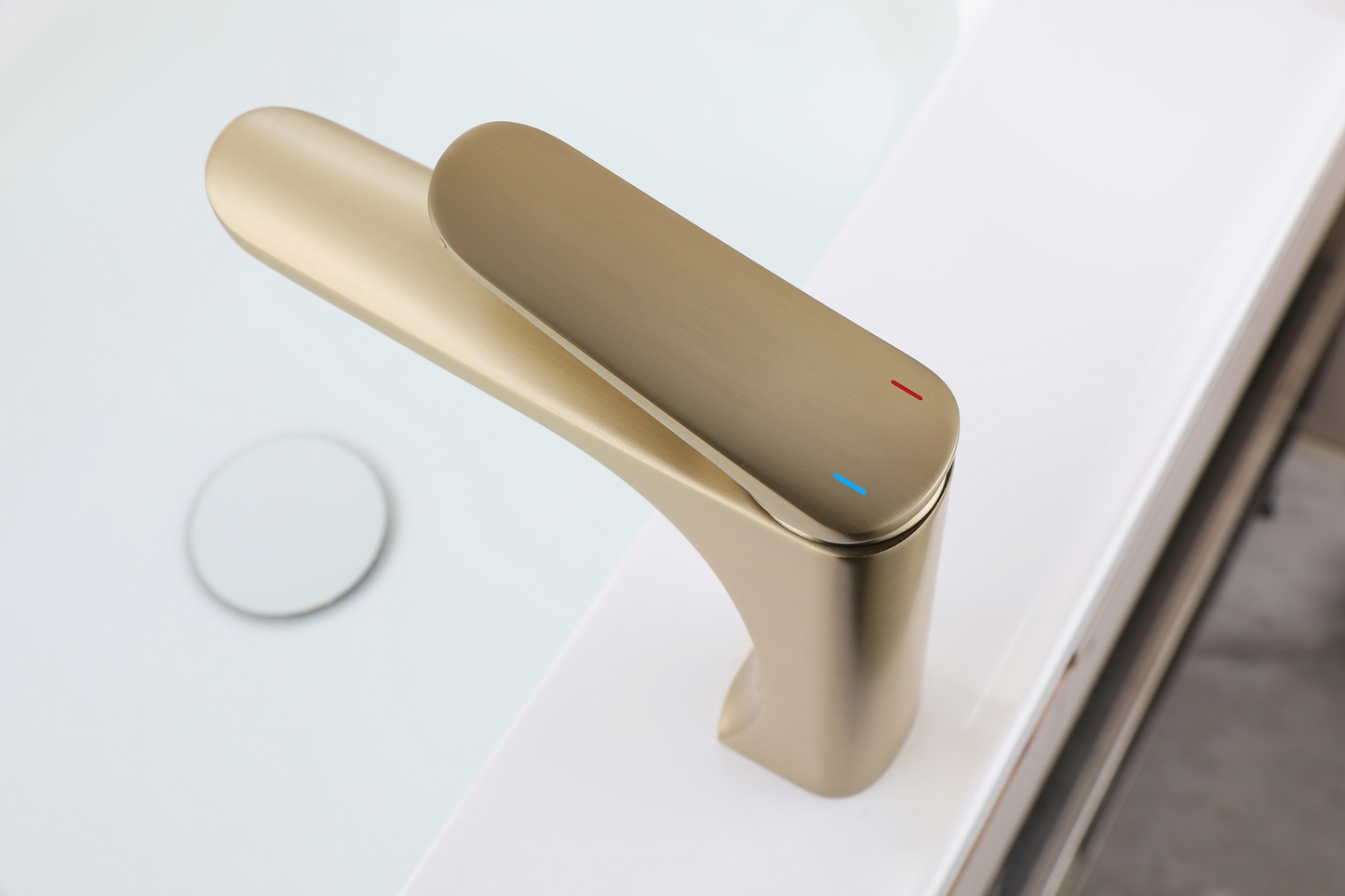 Mistral Brass Basin Mixer Tap – brushed gold luxury bathroom tap by Riva Living