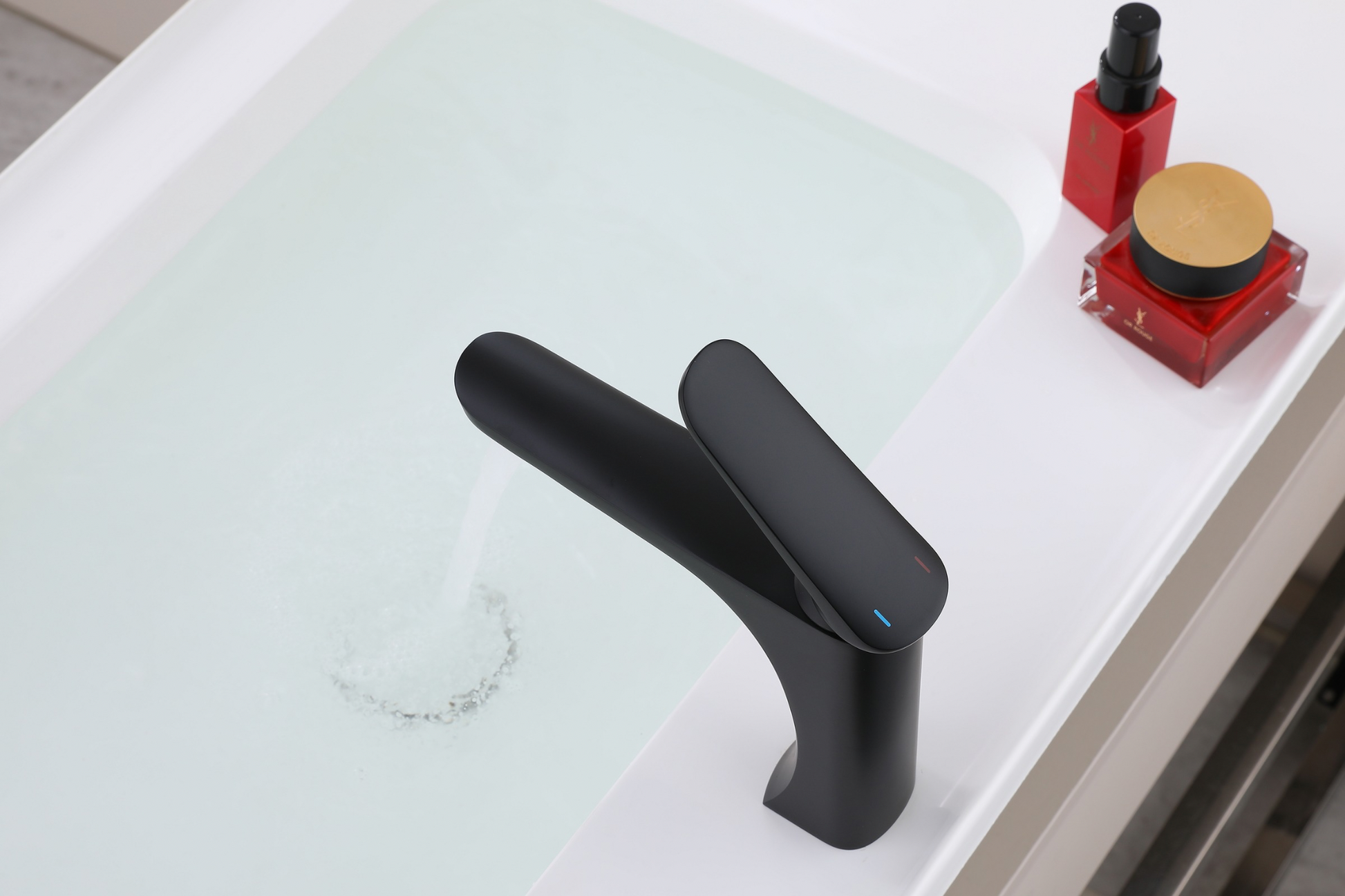 Matte black designer basin mixer tap with minimalist finish – Riva Living UK