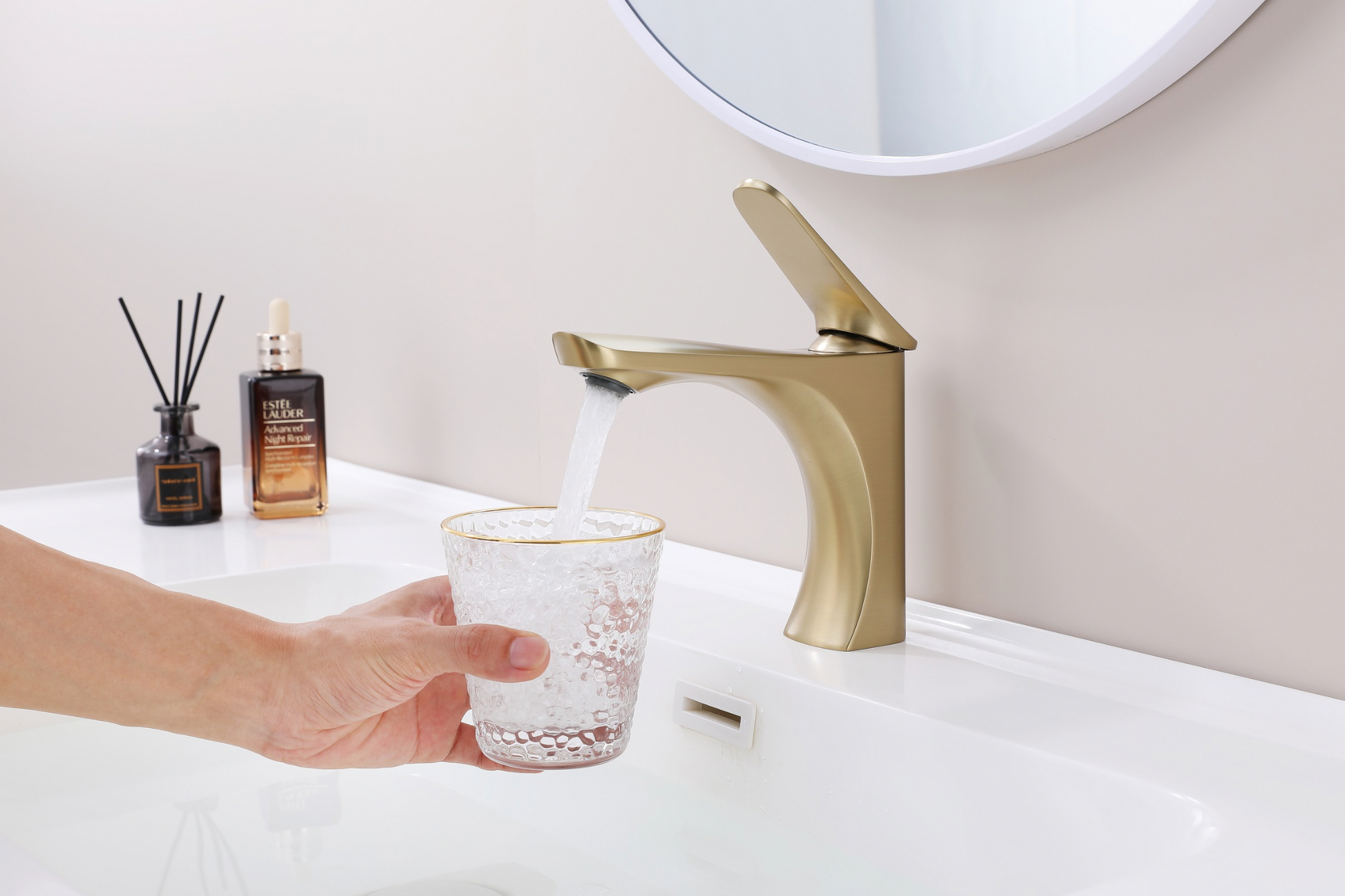 Mistral Brass Basin Mixer Tap – brushed gold luxury bathroom tap by Riva Living