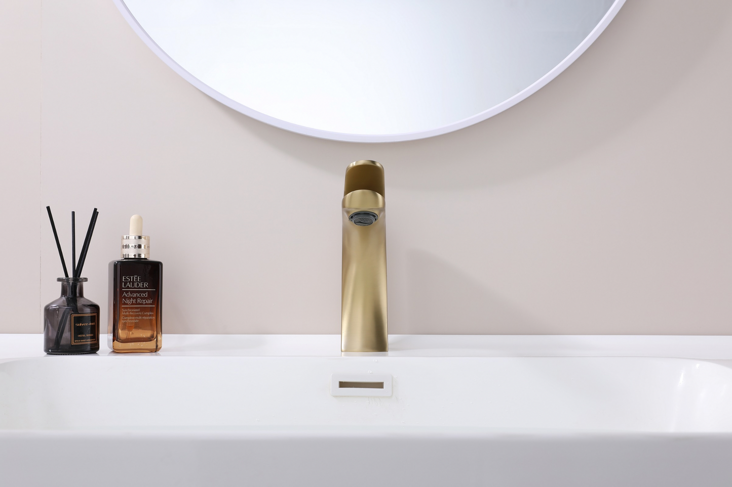 Luxury brass basin mixer tap in timeless modern bathroom interior – Riva Living