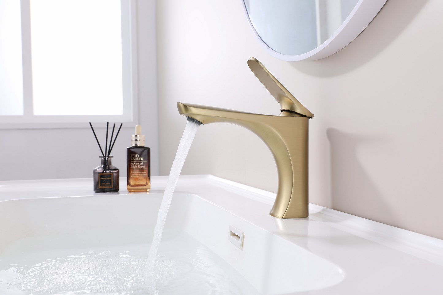 Mistral Brass Basin Mixer Tap – brushed gold luxury bathroom tap by Riva Living