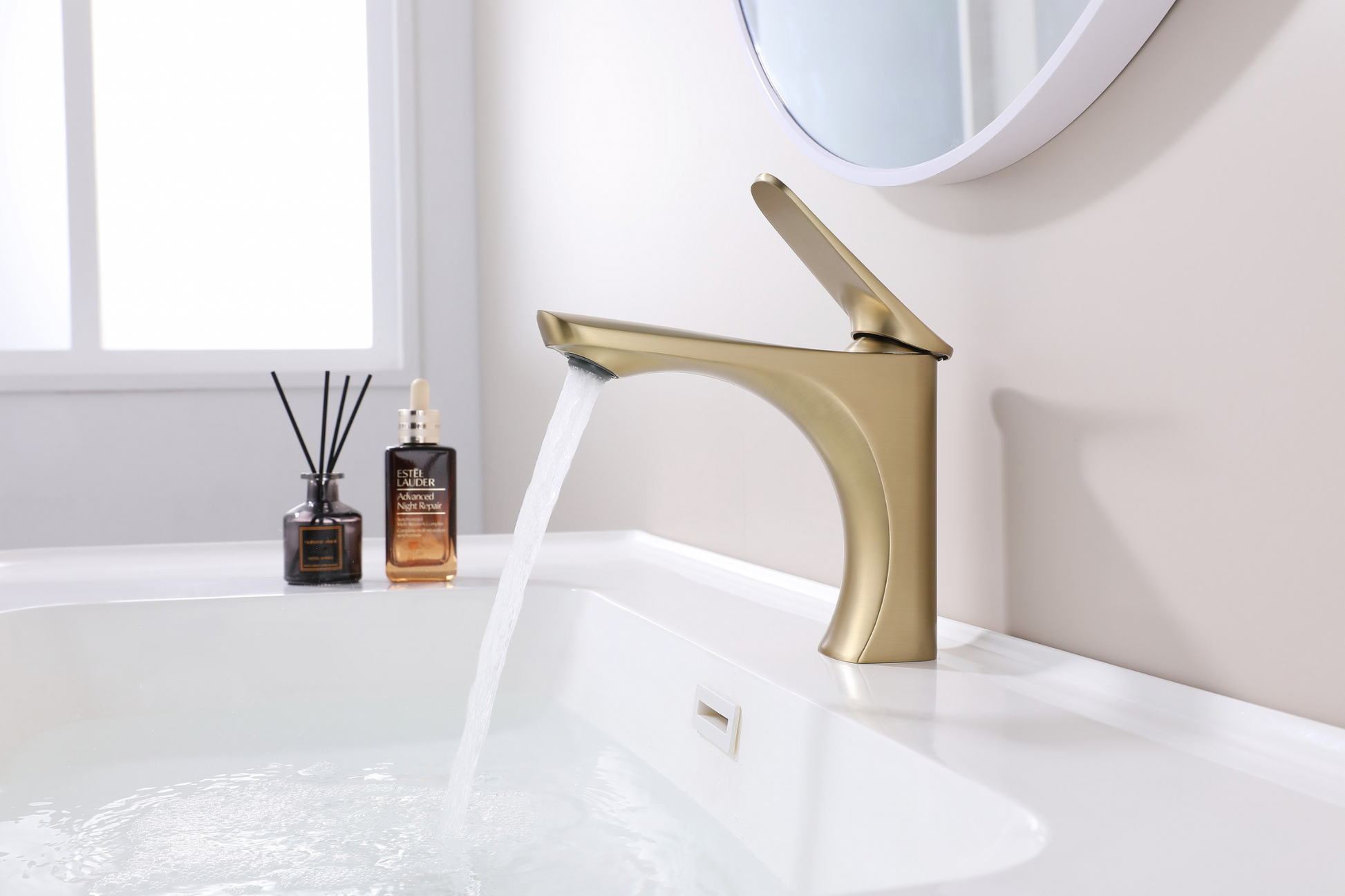 Mistral Brass Basin Mixer Tap – brushed gold luxury bathroom tap by Riva Living