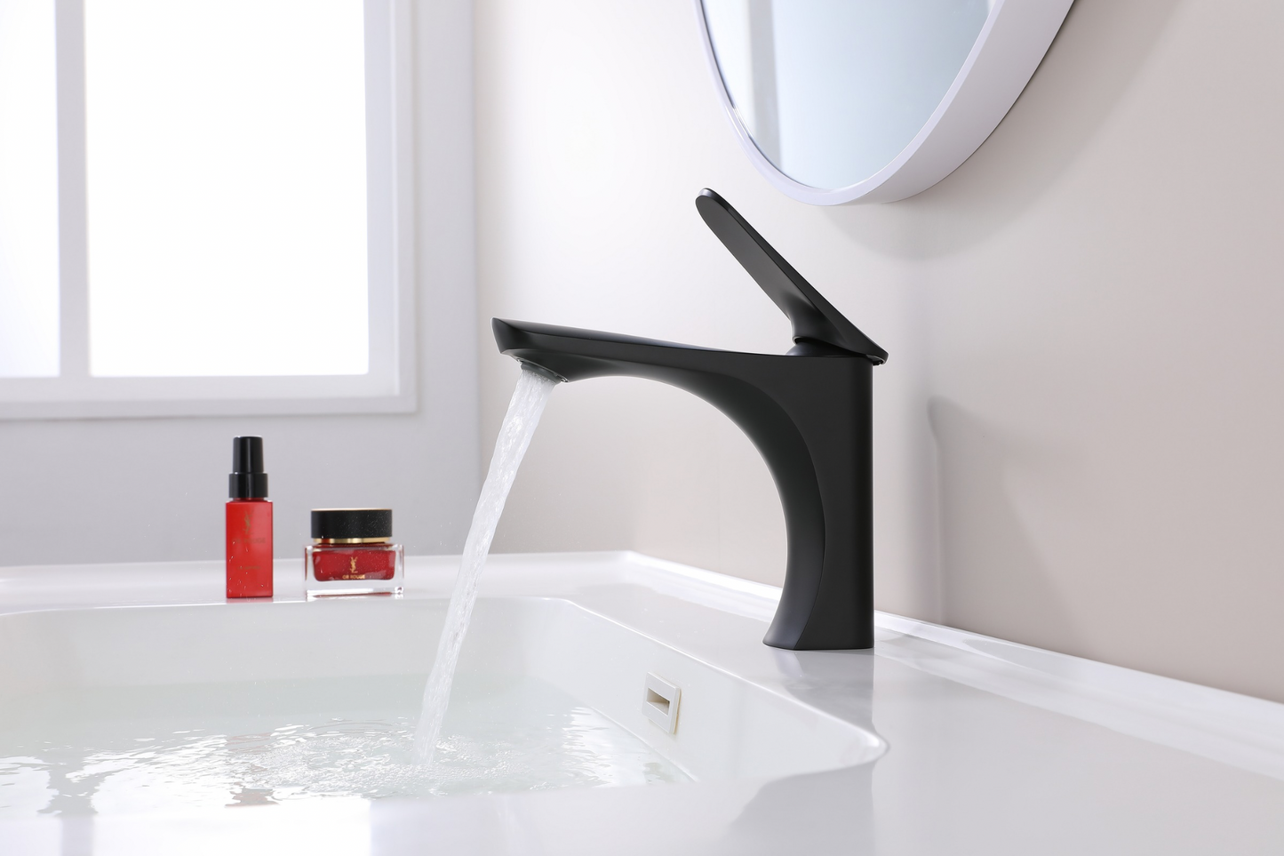Mistral Black Basin Mixer Tap – matte black modern bathroom tap by Riva Living